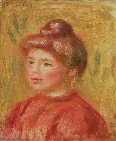 Buste van vrouw in rood (1905-08) door Pierre Auguste Renoir